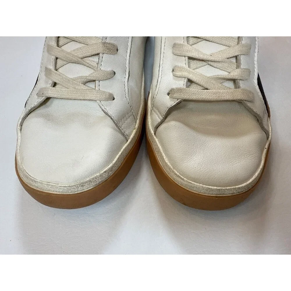 Dolce Vita Womens Leather Sneakers Black White Low Top Lace-Up 8.5